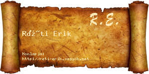 Réti Erik névjegykártya